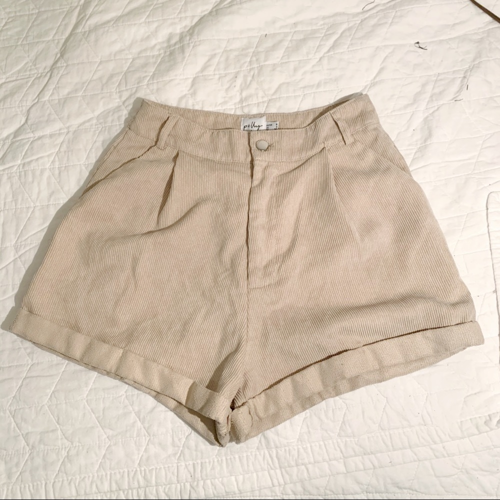 Tan corduroy higher waisted shorts